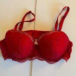 Victoria’s Secret Dream Angels red and gold lace bra
